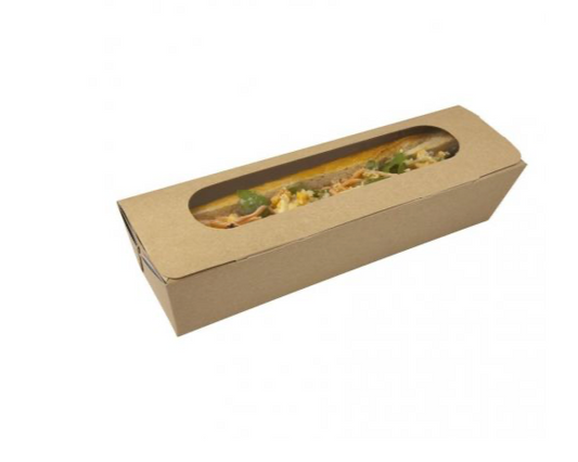 Boîte à sandwich avec fenêtre 274/254 x 80/60 x 62 mm (125 unités)