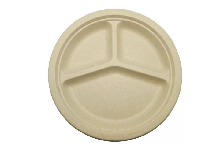 Round Wheat Fiber Plates 3 compartments 260mm (1,000 units)
