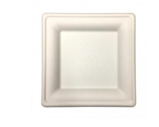 Platos de fibra de caña de azúcar Cuadrados 200 x 200 x 15mm (500 uds)
