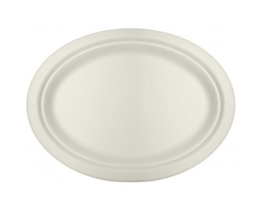 Platos de fibra de caña de azúcar Ovalados 263 x 199 x 20mm (500 uds)