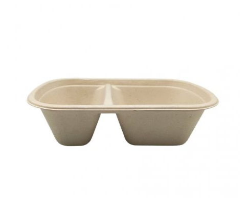 Envases 2 compartimento de fibra de caña de azúcar 1.000ml 230 x 135 x 65mm (500 uds)