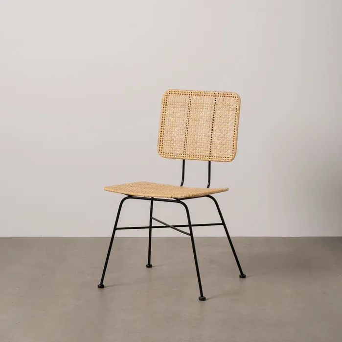 CHAISE DE SALON EN FIBRE NATURELLE ET MÉTAL 