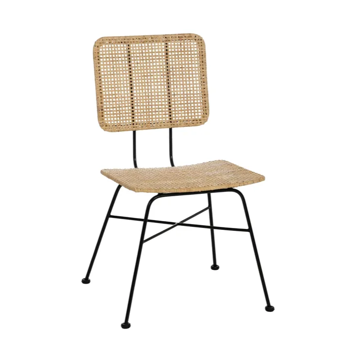 CHAISE DE SALON EN FIBRE NATURELLE ET MÉTAL 