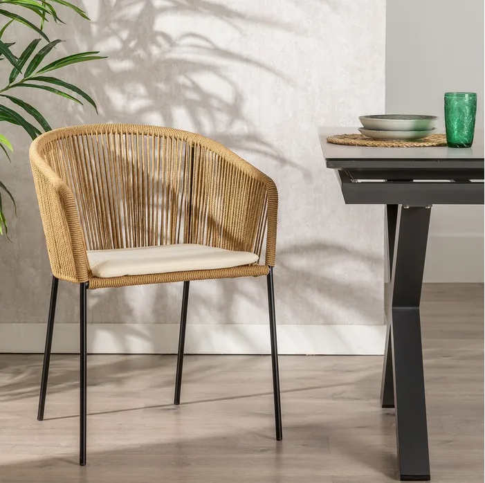 CHAISE DE SALON EN PE-ACIER NATUREL 