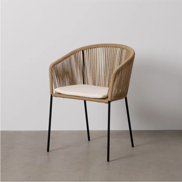 CHAISE DE SALON EN PE-ACIER NATUREL 