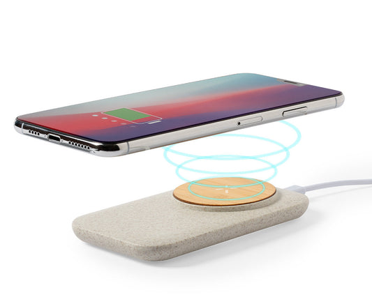 Power bank Inalámbrico en bambú y caña de trigo natural