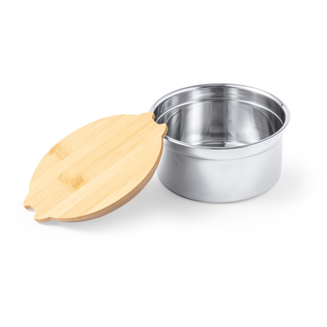 Fiambrera de acero Inox con tapa de bambú