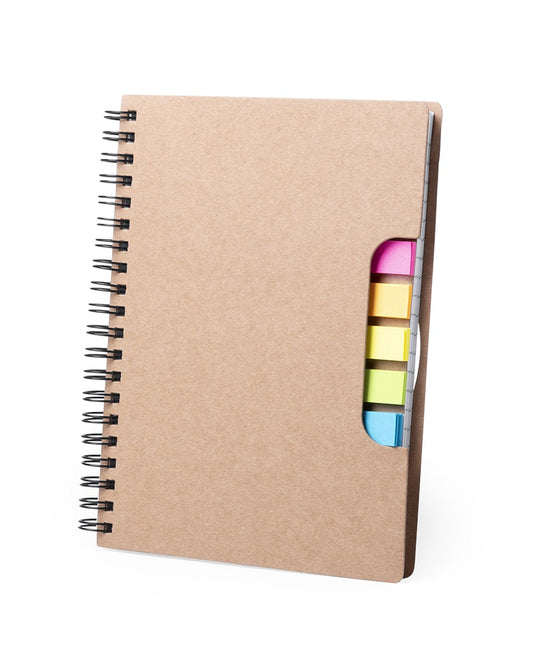 Libreta ecológica con notas adhesivas y tapas de cartón reciclado
