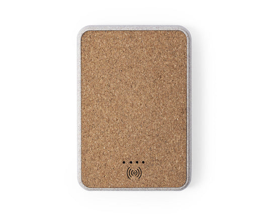 Power Bank 5000 mAh con Carga Inalámbrica en Corcho y Caña de Trigo