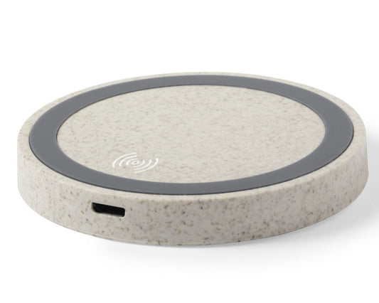Power bank redondo nature  – Caña de trigo + LED de carga
