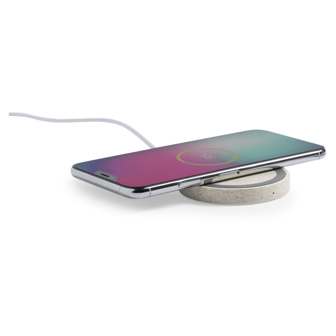 Power bank redondo nature  – Caña de trigo + LED de carga