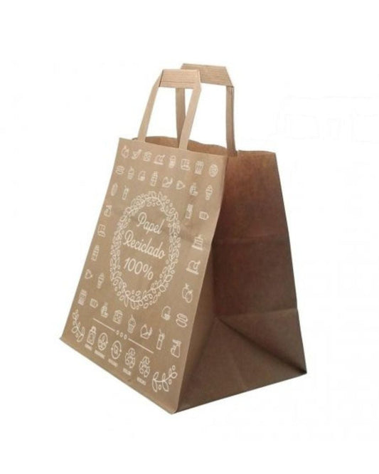 Sac imprimé 100% papier recyclé 32 + 14 x 34 cm (250 unités)