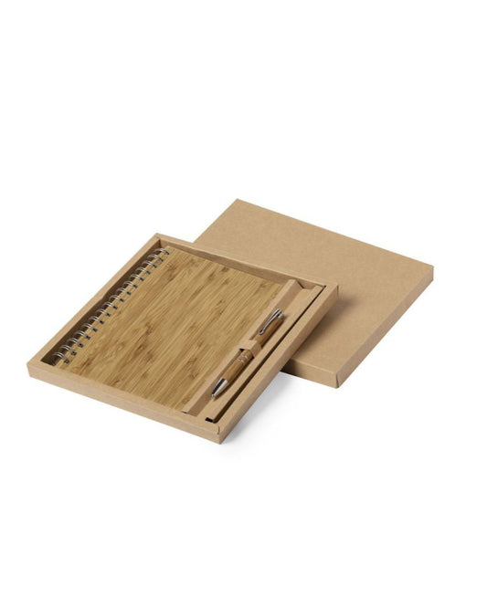 Set de libreta y bolígrafo nature de bambú