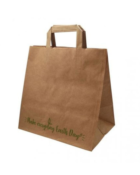 Sac à poignées plates, fond large, 26 + 18 x 25 cm « Make Everyday Earth Day » (250 unités)