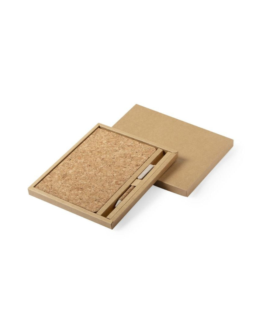 Set de bloc de notas y bolígrafo nature corcho
