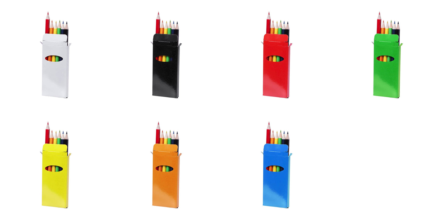 Set de 6 lápices de colores brillantes en caja con ventana