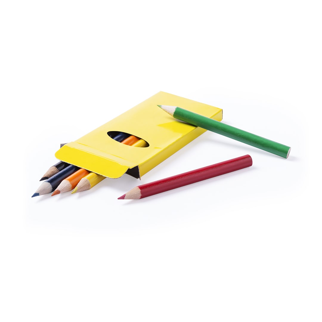Set de 6 lápices de colores brillantes en caja con ventana
