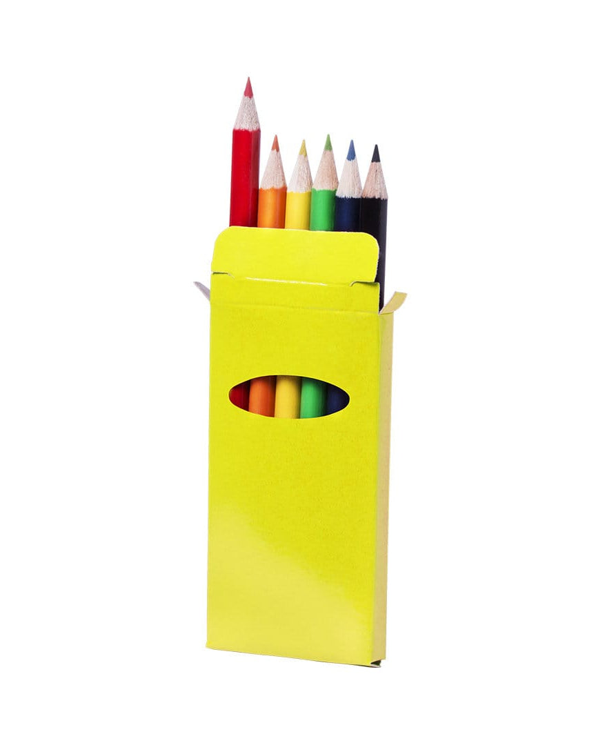 Set de 6 lápices de colores brillantes en caja con ventana