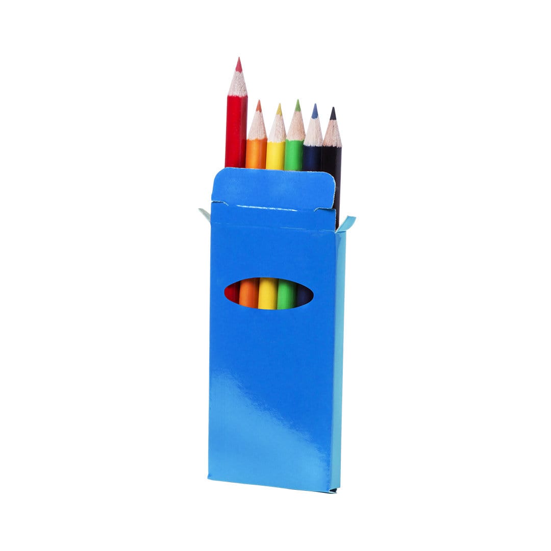 Set de 6 lápices de colores brillantes en caja con ventana