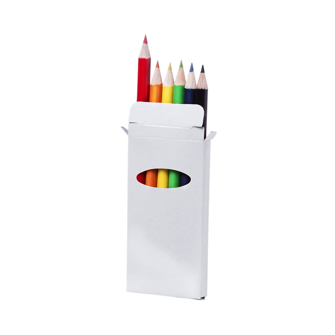 Set de 6 lápices de colores brillantes en caja con ventana