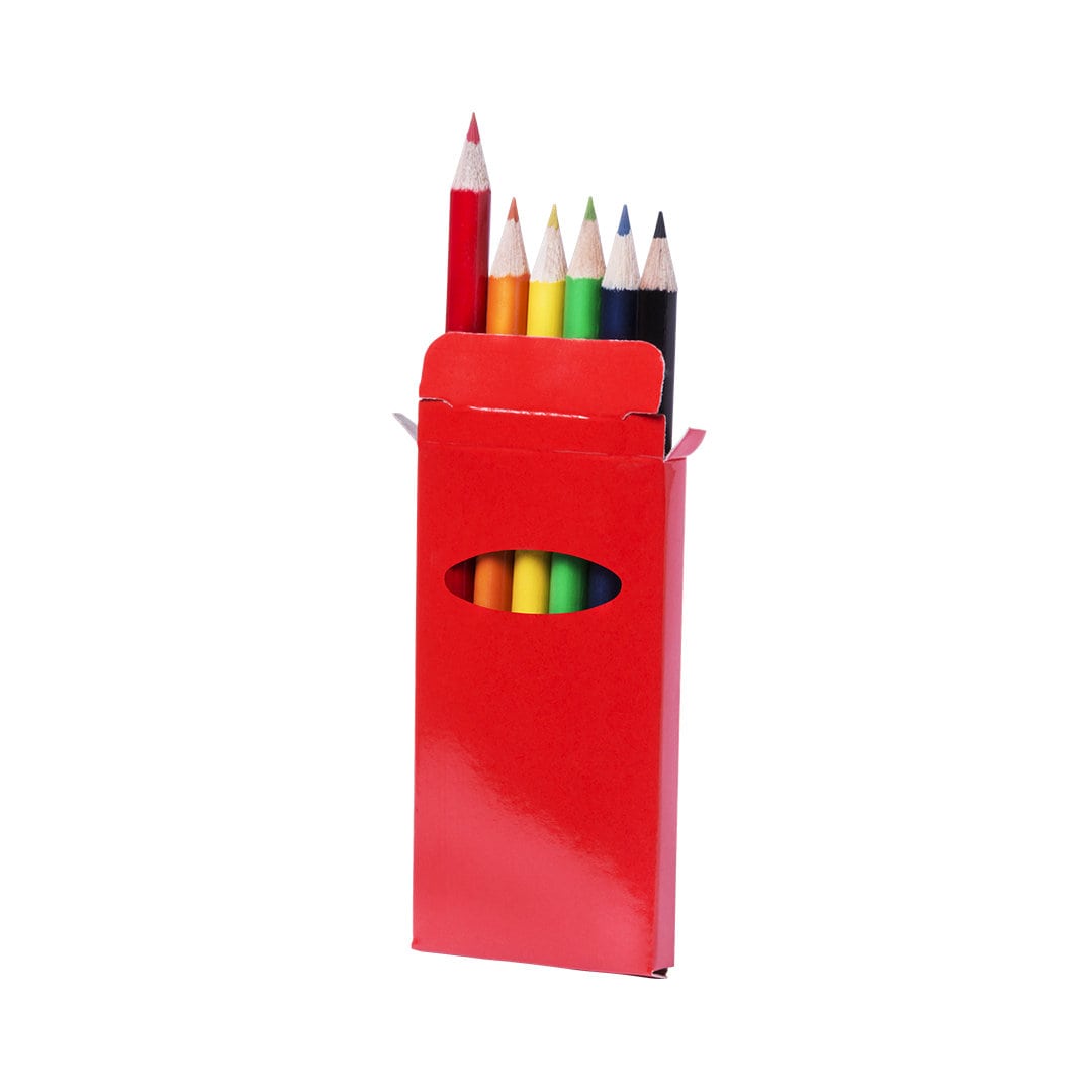 Set de 6 lápices de colores brillantes en caja con ventana