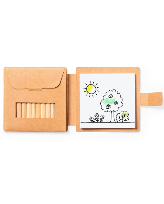 Set de Colorear nature con lápices y bloc de hojas en cartón reciclado