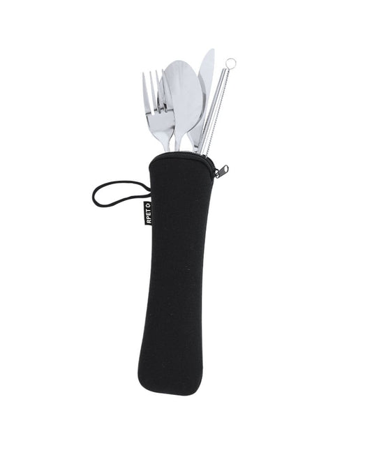 Set de Cubiertos 5 Piezas – Acero Inoxidable con Funda RPET
