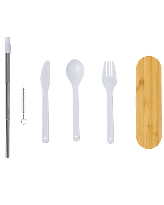 Set de cubiertos con estuche y tapa de bambú