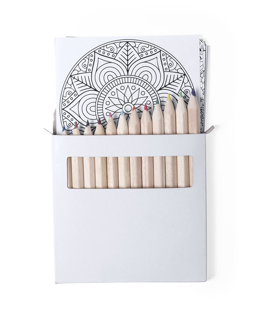 Set de lápices y láminas mandala para colorear
